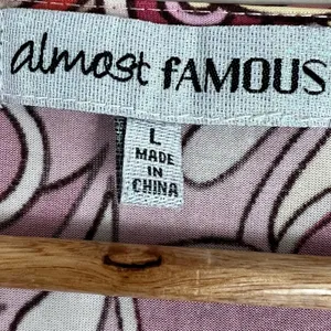Almost Famous Retro Floral Psychedelic Cutout Mini Dress Pink 70s Hippie Size L thumbnail 5