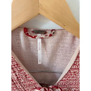 Free People Red Mixed Print Boho Tie Front Blouse Long Sleeve Large thumbnail 3