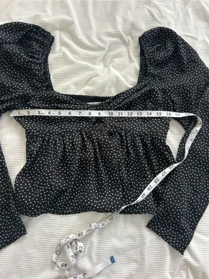 Abercrombie Black Polka Dot Long-Sleeve Peplum Top thumbnail 5