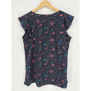 Motherhood Maternity Floral Flutter‎ Sleeve Blouse Navy Pink Dotted Top Large thumbnail 4