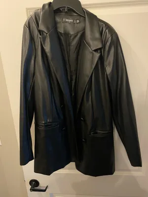 Missguided Leather Blazer Jacket thumbnail 1