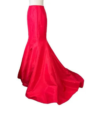 Sherri Hill Red Mermaid Skirt with Train size 8 NEW paired with checkered blouse thumbnail 5