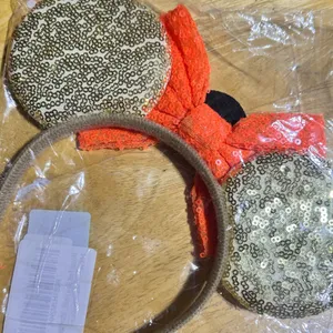 NWT Gold/Orange Sequin Nightmare Before Christmas Mickey Ears‎ Orange thumbnail 2