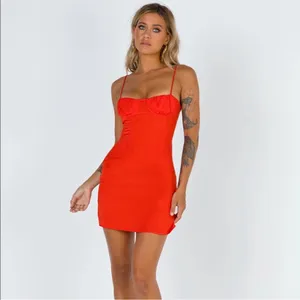 Princess Polly The Charm Mini Dress in Red Size 2 New with tag thumbnail 3