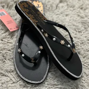 Juicy Couture Black Sandals with Gold Floral Design Size 7 thumbnail 9