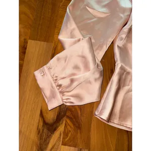 Lulus Satin Peplum Top Mock‎ Neck Long Sleeve Blouse Cutout Back Party Women S thumbnail 3