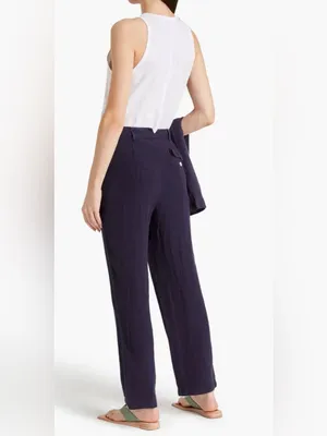 ALEX‎ MILL Linen Straight-Leg Trousers in navy size 2 thumbnail 2