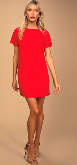 Lulu's Shift and Shout Red Shift Dress Excellent Condition Size XS thumbnail 1