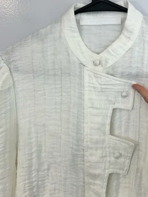 Love Binetti White Button Front Peasant Peplum Boho Blouse Medium FLAW thumbnail 3