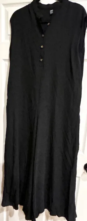 SHEIN black exaggerated Wide-Leg Button-Front placket oversize Jumpsuit L thumbnail 6