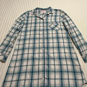 Victoria’s Secret Sz S Small Blue Pink White Plaid Flannel Pajama Night Shirt thumbnail 11