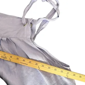 Womens Tiered Tie Should BOHO Pinafore Maxi Dress OS Lavender 100% Linen thumbnail 14
