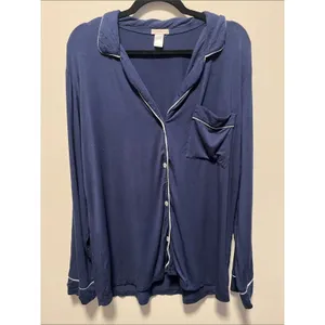 EBERJEY Gisele TENCEL™ Modal Long Sleeve PJ Top, Navy/Ivory, Size M thumbnail 3