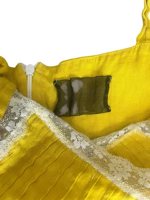 Reformation Women’s Square Neck Yellow Lace Tie Strap Sundress Mini Dress Rare thumbnail 4