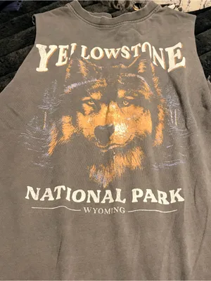 Yellowstone National Park Wyoming Shirt - Gray with Wolf Graphic thumbnail 3