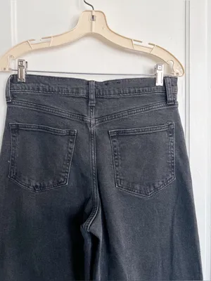 GAP • High Rise Stride Wide-Leg Jeans in Washed Black trouser regular inseam thumbnail 14