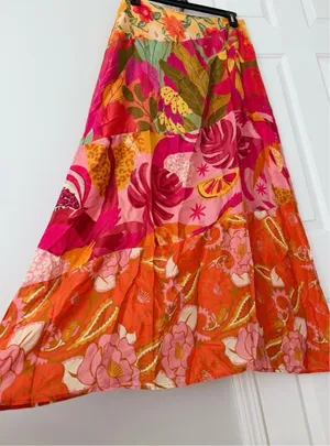 Farm Rio Satin Slip A-Line Floral Maxi Skirt, Size S thumbnail 7