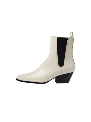 Michael Michael Kors Block Heel Ankle Boots Light Cream Off White / Black 8M thumbnail 13