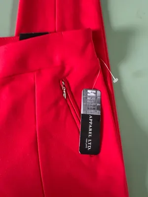 SOHO Apparel Red Slim Ankle Pants Zip Pocket Stretch Career Chic Size M NWT thumbnail 11