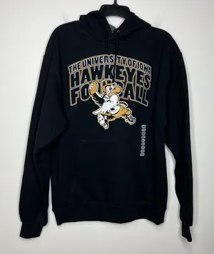 University of Iowa Hawkeyes football hoodie sweatshirt black size‎ medium thumbnail 1