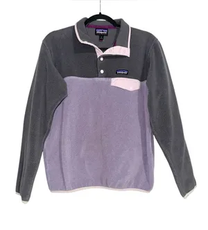 Patagonia Synchilla Snap T Fleece Pullover Gray and Purple Jacket Sweater MEDIUM thumbnail 1