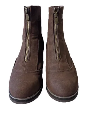 Yellow Box Corado Wedge Brown Ankle Booties with zipper closure in front 7.5 thumbnail 1