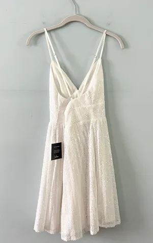NWT Lulu’s Vision of Elegance White Sequin Pleated Mini Dress thumbnail 7