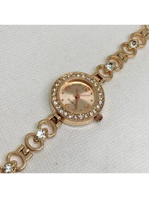 Blear women’s watch rose gold tone 24mm quartz rhinestones up to 7.5” running thumbnail 9