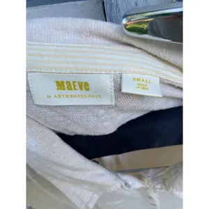 Maeve by Anthropologie Linen Blend Button Down Shirt Cream Ivory Small thumbnail 3