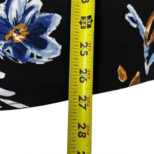 Maurices Womens XL Floral Blouse Black Blue Short Sleeve Zipper Back Top | 0135 thumbnail 5