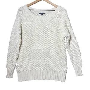 American Eagle Outfitters Ivory White Popcorn Knit Sweater Wool Alpaca Blend M thumbnail 1