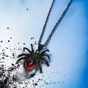 Gothic Black/Red Cute Spider‎ Pendant Necklace Punk Retro Style Fashion Jewelry thumbnail 4