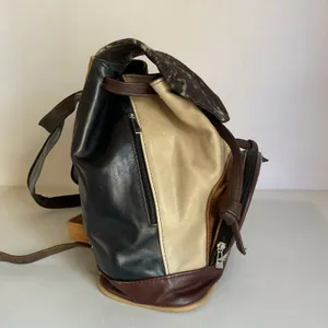 Vintage Mexican Leather Cowhide Hair-On Hide Backpack Patchwork Artisan Mini Bag thumbnail 3