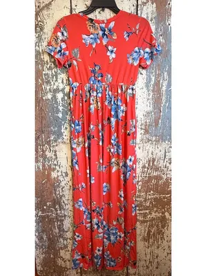 Pink Blush Short Sleeve Floral Maxi Dress, size small thumbnail 5