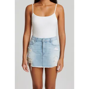 Hollister Light Blue High Rise Distressed Denim Mini Skirt Size 15 Waist 32 thumbnail 7