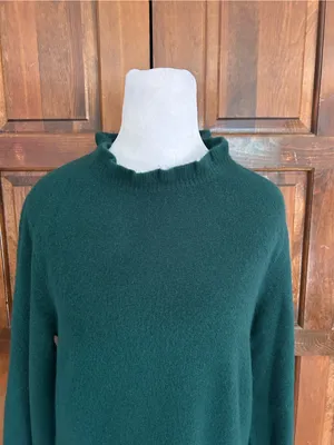 NWT J. Crew Factory Extra Soft Yarn Ruffleneck Sweater Dress Emerald Green M thumbnail 3