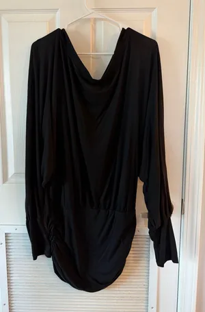 Amazon Off-The-Shoulder Black Mini Dress thumbnail 1
