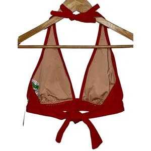 NEW J. Crew DD Halter Tie-Back Bikini Top With Mesh BY633 Cerise Red Size XS thumbnail 2