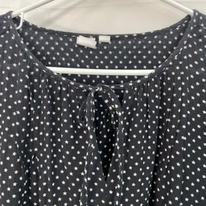 GAP women's long sleeve tie neck loose relaxed‎ black polka dotted blouse large thumbnail 2