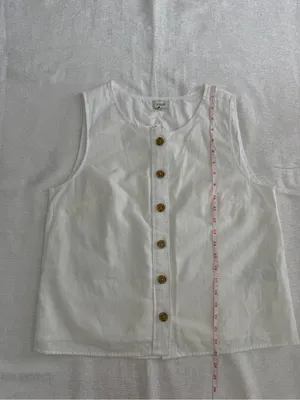 J.Crew Linen Blend Button Front Shell Top Vest White Size M NWT thumbnail 10
