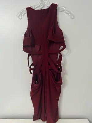 Faviana Burgundy Cut Out Dress thumbnail 6