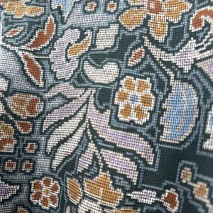 Ann Taylor Floral Mosaic Print Blouse Small Blue Brown Long Sleeve‎ Smocked Hem thumbnail 3
