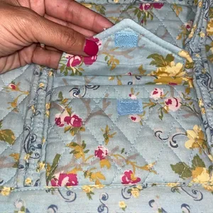 Floral‎ Quilted Mini Tote Bag Cotton Cottagecore Shabby Chic Prairie Blue Small thumbnail 4