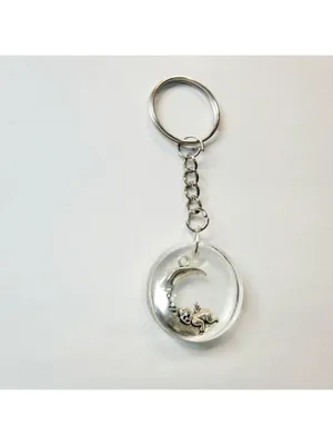 Silver Moon and Cupid Resin Keychain Handmade thumbnail 2