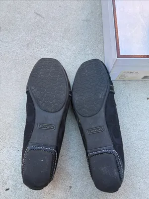 COACH Jillian Black Leather & Fabric Women's Loafers with Silver Hardware thumbnail 7