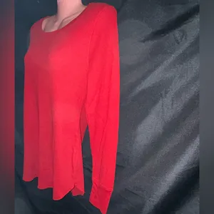 Old Navy Women’s Red Long Sleeve Ribbed Top SZ LG thumbnail 4