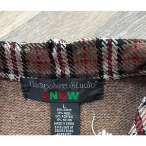 Hampshire Studio Snowman Sweater Vest Large Brown Christmas Holiday Knit thumbnail 8
