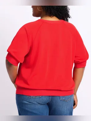 Nine Britton Short Sleeve Scuba Sweatshirt Red Large NWT STITCH FIX thumbnail 2