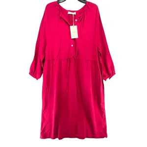 Everlane Tencel Gathered Maxi Dress L Pink Button Modest Oversized Quiet Luxury‎ thumbnail 2