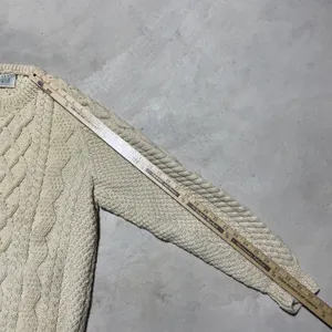Blarney Woollen Mills Aran Knit Sweater Cream Pure Wool Ireland Women's SZ M thumbnail 5